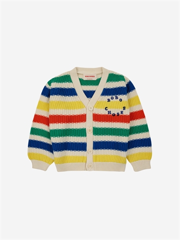 Bobo Choses Multicolor Stripes Cardigan Green